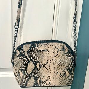 Steve Madden Black & Cream Snake-Print Crossbody Bag